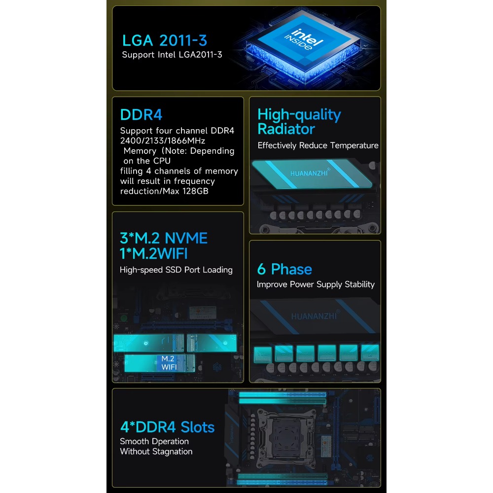 HUANANZHI X99 QD4 LGA 2011-3 X - E5 2696 V3 のレビューと価格